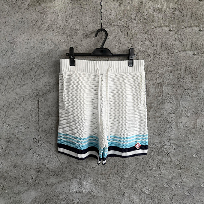 casablanca striped crochet knit shorts